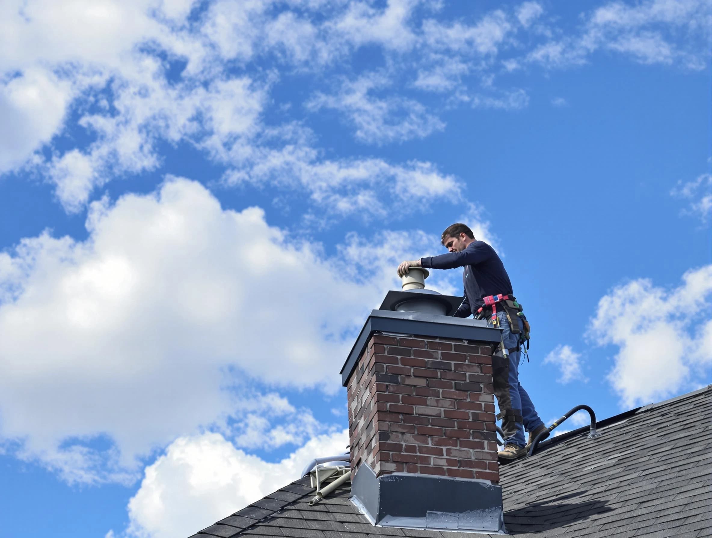 Vineyard Chimney Sweep installing a sturdy chimney cap in Vineyard, UT