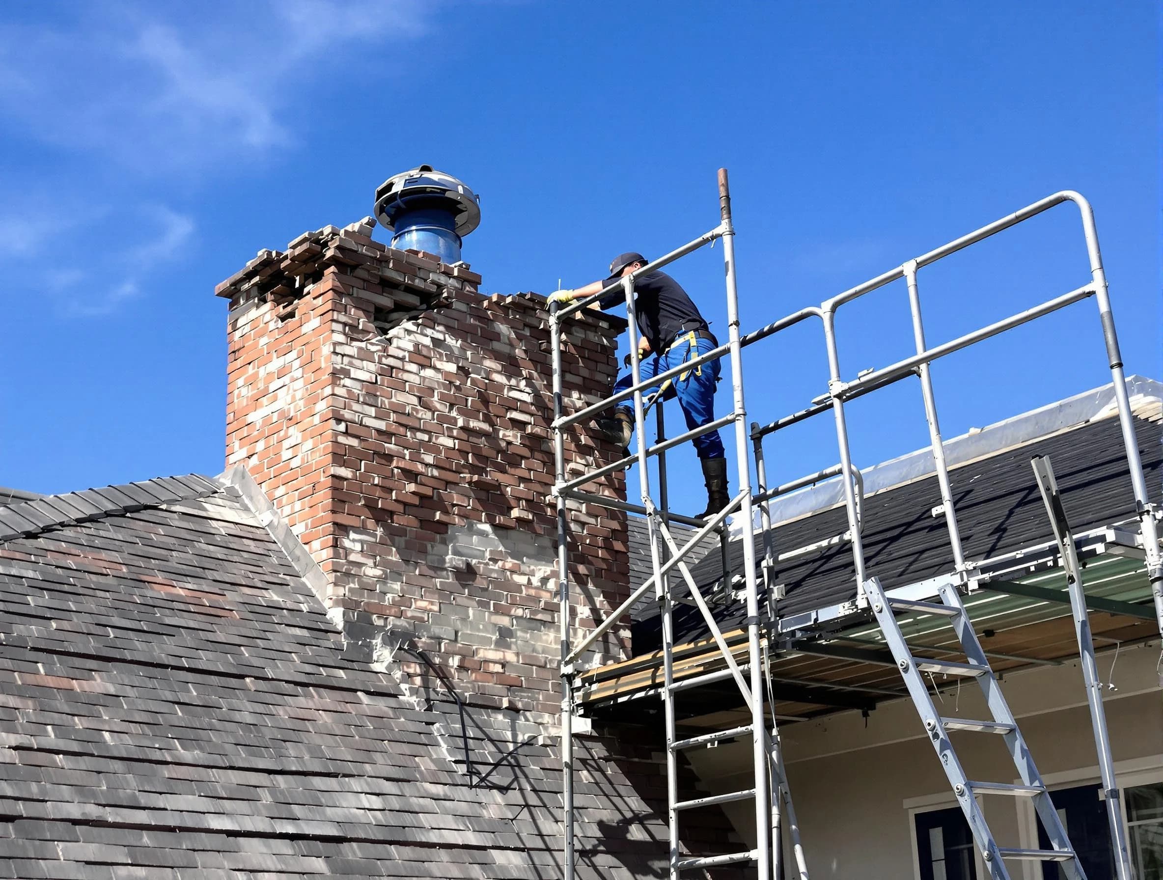 Rebuilding a chimney structure by Vineyard Chimney Sweep in Vineyard, UT