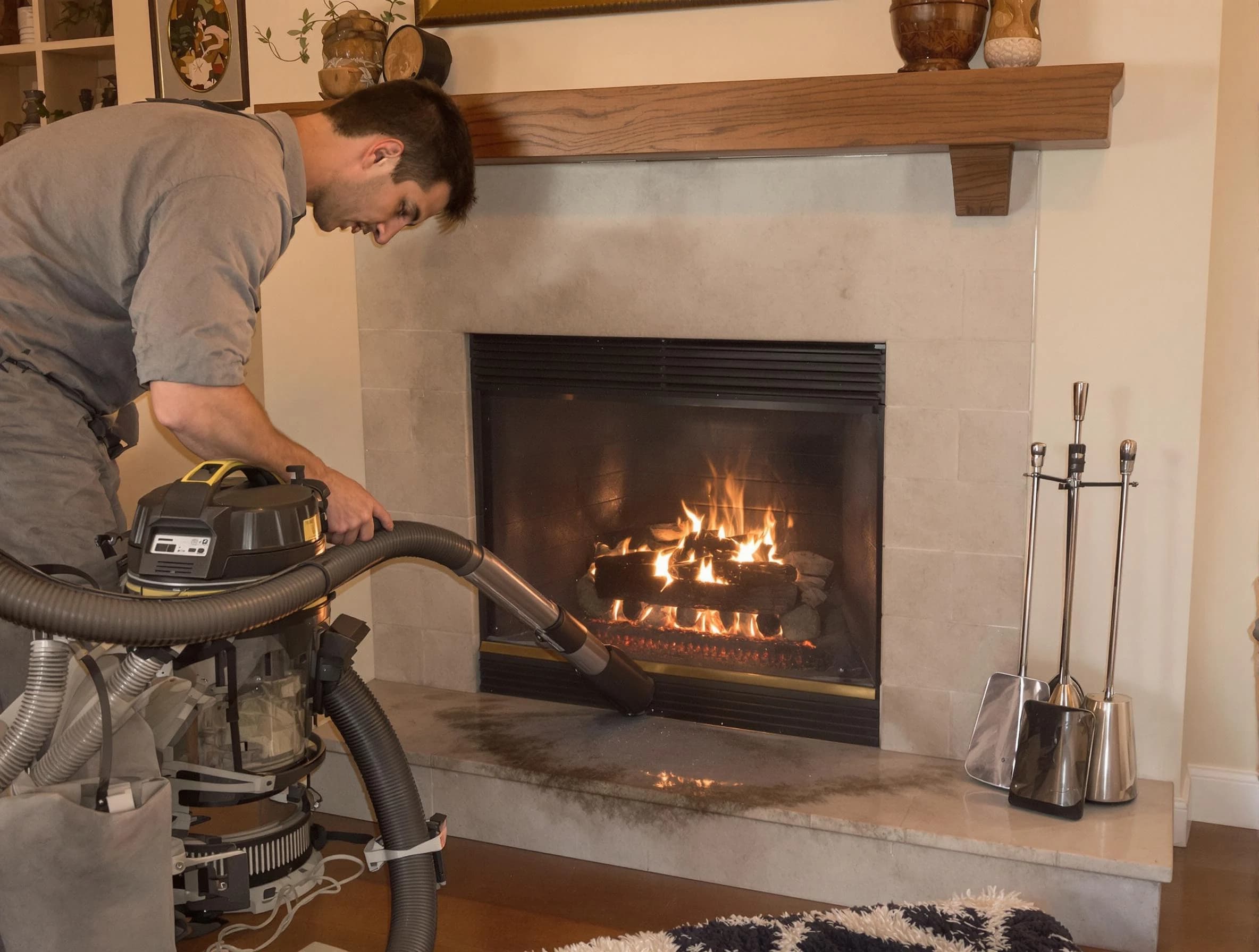 Routine fireplace upkeep by Vineyard Chimney Sweep in Vineyard, UT