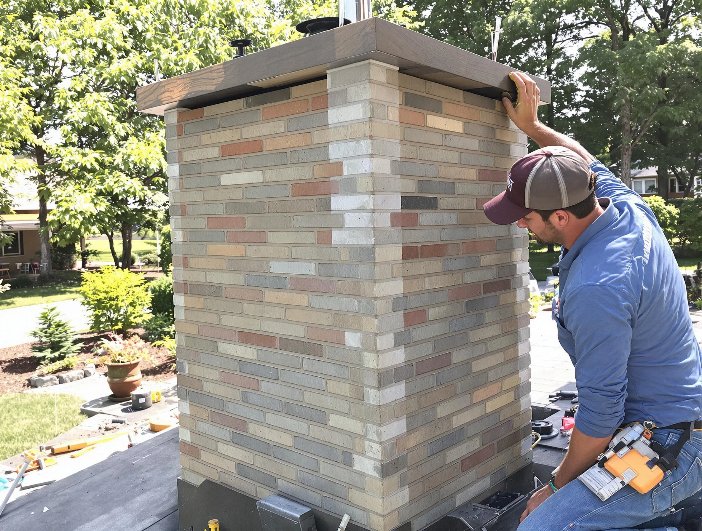 Vineyard Chimney Sweep completing a modern chimney remodel in Vineyard, UT